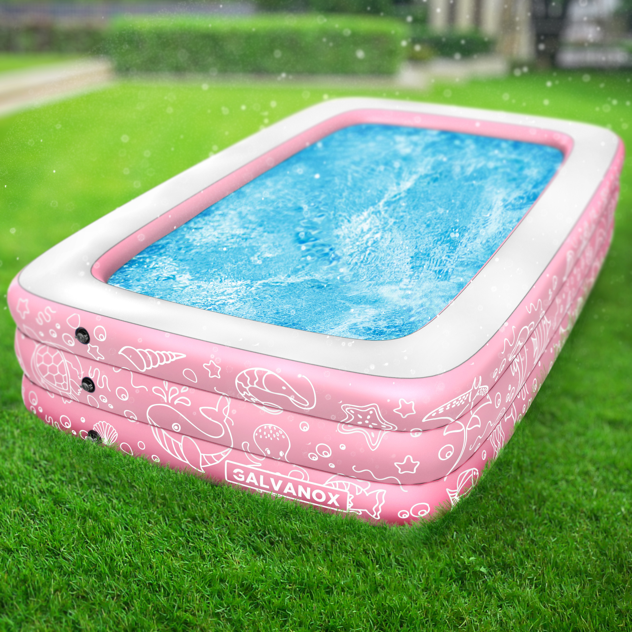 Inflatable Pool Above Ground Swimming Pool 120 X 72 X 22 Pink Encased