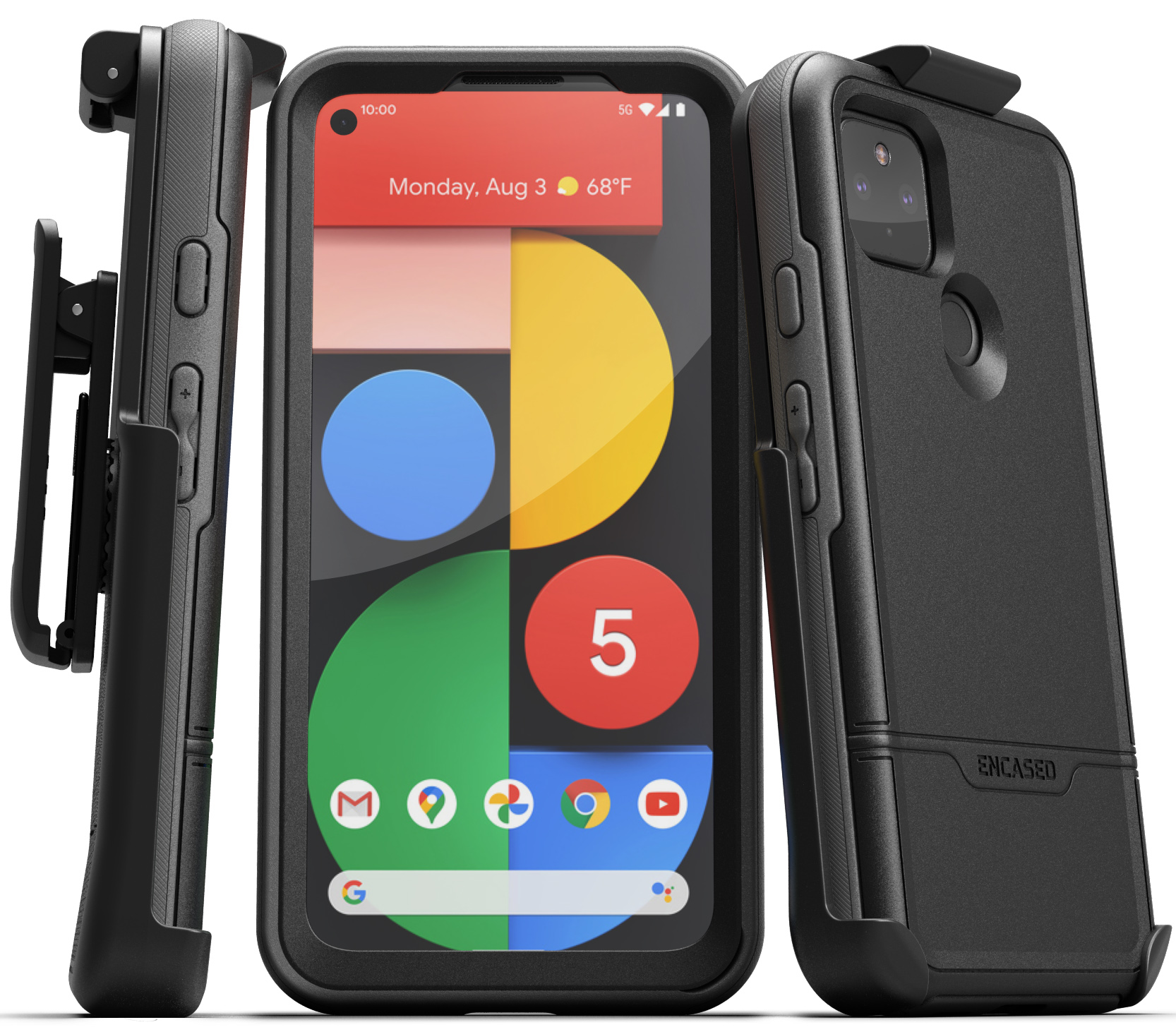 Pixel 5 Case with Screen Protector and Holster (Rebel Shield) - Encased