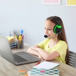 Girl learning on laptop green